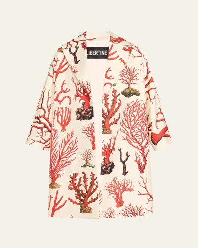 Libertine Venetian Coral Oversized Coat In Red
