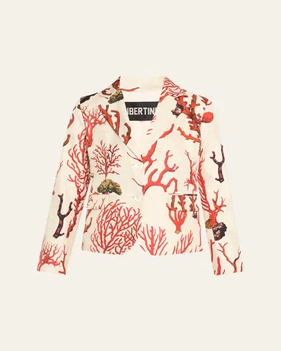 Libertine Venetian Coral Single-breasted Short Jacket In White Print
