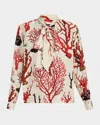 Libertine Venetian Coral Slim Keith Tie Blouse In Neutral
