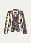 LIBERTINE VENETIAN LACE SHORT BLAZER JACKET WITH CRYSTAL BUTTONS