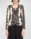 LIBERTINE VENETIAN LACE SHORT BLAZER JACKET WITH CRYSTAL BUTTONS