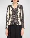 Libertine Venetian Lace Short Blazer Jacket With Crystal Buttons In Ivobk