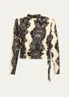 LIBERTINE VENETIAN LACE SIDE-TIE BLOUSE