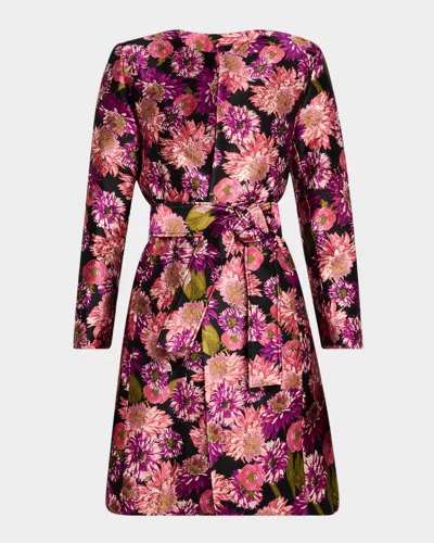Libertine Vienna Pink Wish Jacquard Collarless Coat In Blkmu