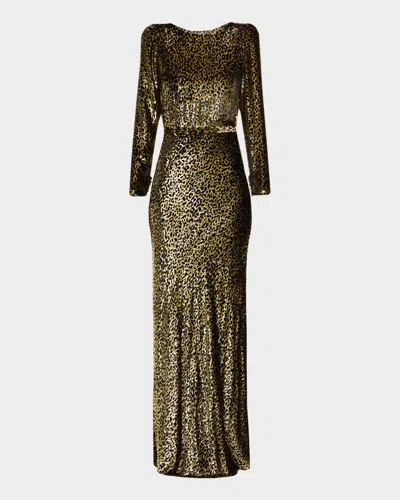 Libertine Vreeland Belted Leopard Gown In Gold
