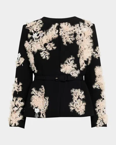 Libertine Whispering Blooms Belted Wrap Jacket In Black Multi