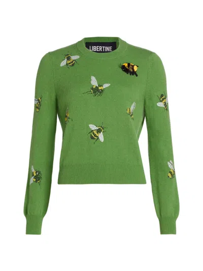Libertine Women's Buzz Off Shrunken Cashmere Sweater In Green