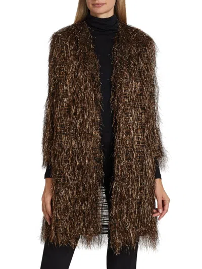 Libertine Women's Glamour Monster Metallic Open-front Coat In Brown