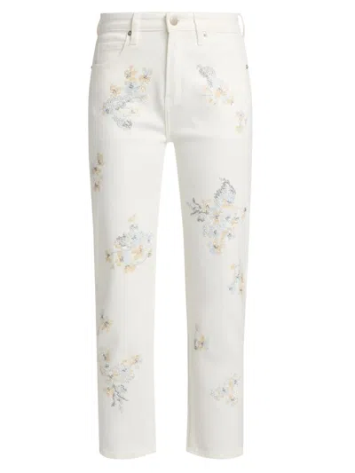 Libertine Women's Porcelain Garden Boyfriend Jeans In White