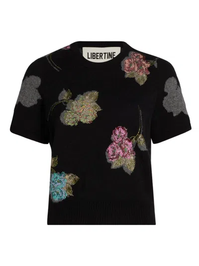 Libertine Women's Primrose Shadows Cashmere Short-sleeve Sweater In Neutral