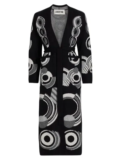 Libertine Women's Sonia Longline Cashmere Belted Cardigan In Black