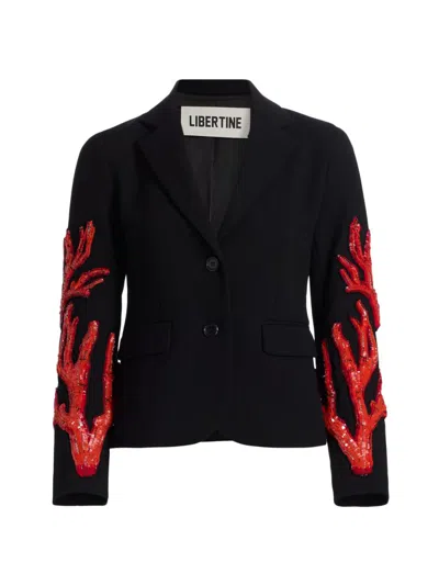 Libertine Women's Venetian Reef Short Blazer In Black