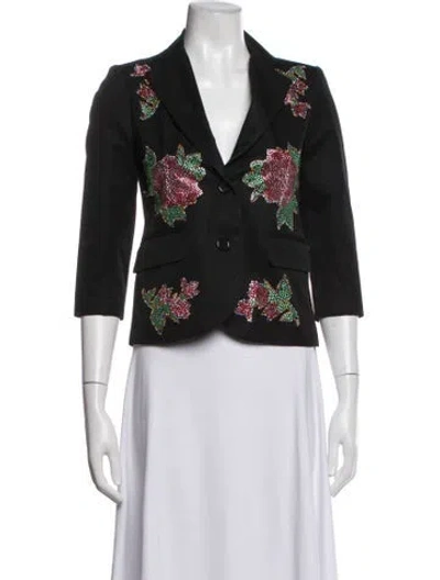 Pre-owned Libertine Wool Floral Print Blazer In Black