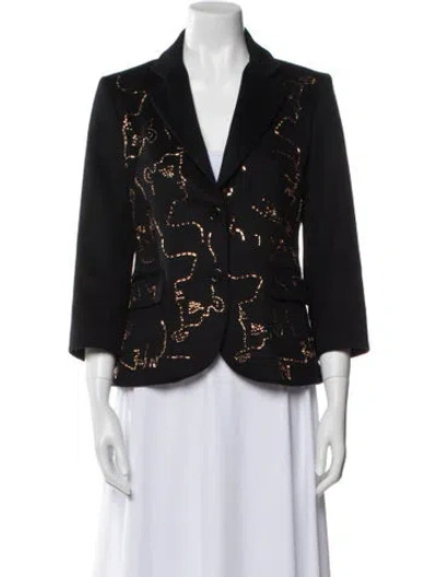 Pre-owned Libertine Wool Floral Print Evening Jacket In Black