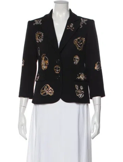 Pre-owned Libertine Wool Graphic Print Blazer In Black