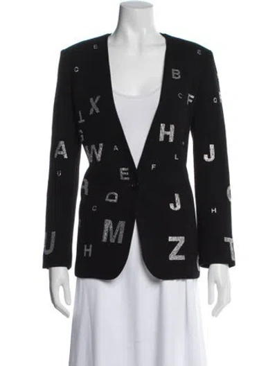 Pre-owned Libertine Wool Graphic Print Blazer In Black