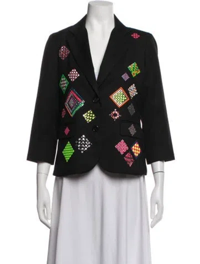 Pre-owned Libertine Wool Graphic Print Blazer In Black