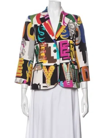 Pre-owned Libertine Wool Graphic Print Blazer In Blue
