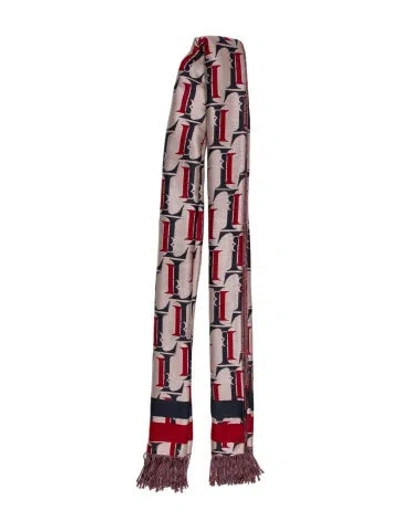 Pre-owned Libertine Wool Graphic Print Scarf In Red