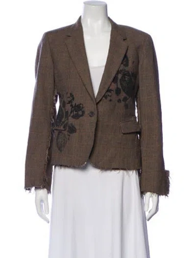 Pre-owned Libertine Wool Plaid Print Blazer In Brown