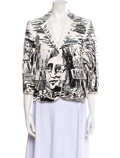 Pre-owned Libertine Wool Printed Blazer In White