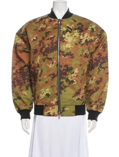 Pre-owned Libertine-libertine Camouflage Print Bomber Jacket In Brown