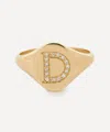 Liberty 9ct Gold And Diamond Initial  Signet Ring In Gold