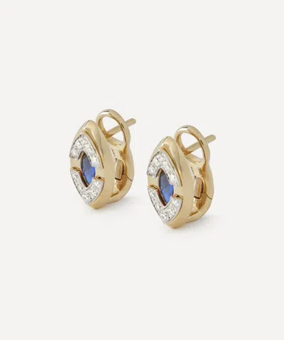 Liberty 9ct Gold Athena Blue Sapphire And Cvd Diamond Earrings