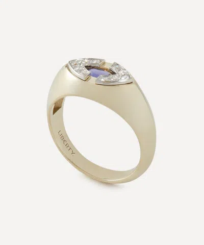 Liberty 9ct Gold Athena Blue Sapphire And Cvd Diamond Ring