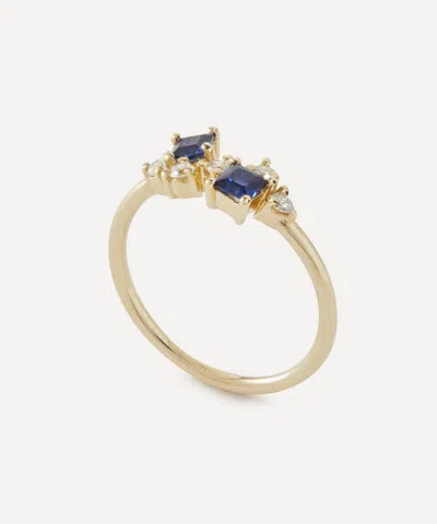 Liberty 9ct Gold Dafne Diamond And Blue Sapphire Ring