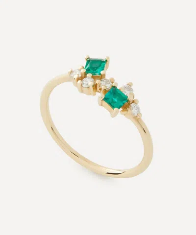 Liberty 9ct Gold Dafne Diamond And Emerald Ring