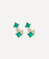 Liberty 9ct Gold Dafne Diamond And Emerald Stud Earrings
