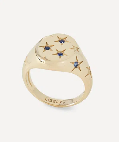 Liberty 9ct Gold Ianthe Star Blue Sapphire Signet Ring