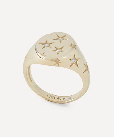 Liberty 9ct Gold Ianthe Star Diamond Signet Ring