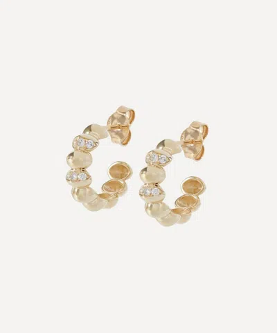 Liberty 9ct Gold Pebble Pave Diamond Hoop Earrings