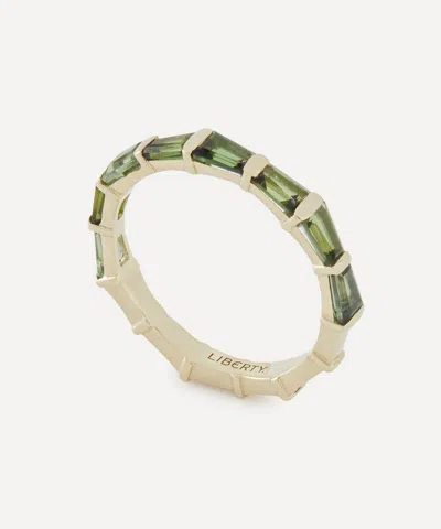Liberty 9ct Gold Tepper Green Tourmaline Ring In Dark Green