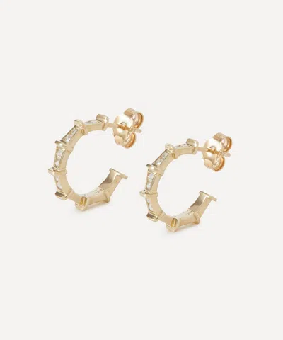 Liberty 9ct Gold Tepper Pave Diamond Hoop Earrings In Metallic