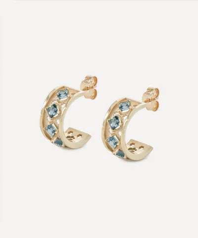 Liberty 9ct Gold Trims Blue Topaz Hoop Earrings
