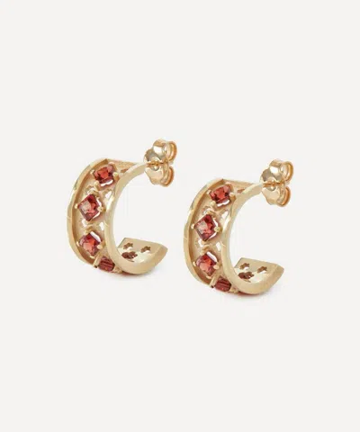 Liberty 9ct Gold Trims Garnet Hoop Earrings
