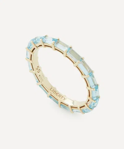 Liberty 9ct Gold Waterfall Blue Swiss Topaz Ring