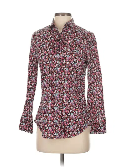 Pre-owned Liberty Art Fabrics For J.crew 3/4 Sleeve Blouse In Burgundy