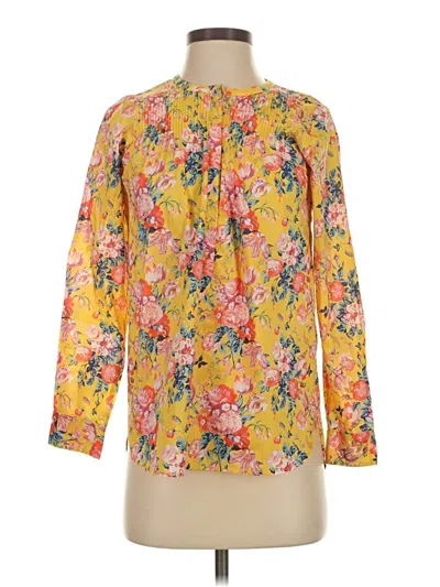 Pre-owned Liberty Art Fabrics For J.crew 3/4 Sleeve Blouse In Yellow