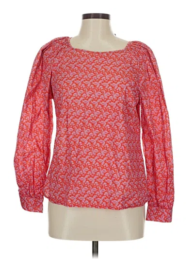 Pre-owned Liberty Art Fabrics For J.crew Long Sleeve Blouse In Red