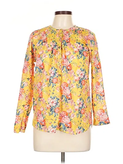 Pre-owned Liberty Art Fabrics For J.crew Long Sleeve Blouse In Yellow