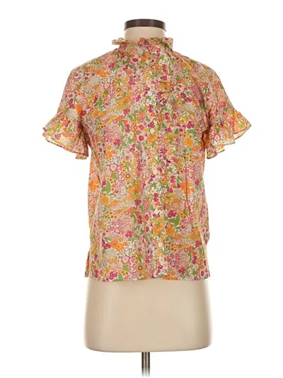 Pre-owned Liberty Art Fabrics For J.crew Short Sleeve Blouse In Orange
