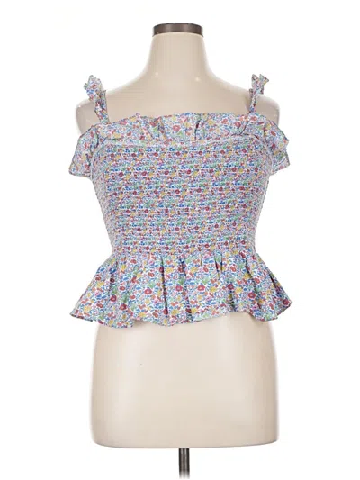 Pre-owned Liberty Art Fabrics For J.crew Sleeveless Top Blue Strapless Neckline Tops