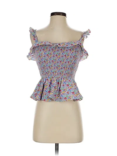 Pre-owned Liberty Art Fabrics For J.crew Sleeveless Top Blue Sweetheart Neckline Tops