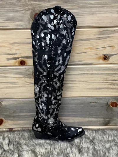 Pre-owned Liberty Black Alyssa Boot In Black And Silver