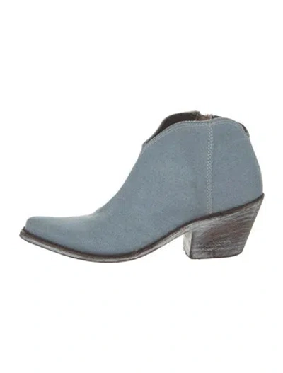 Pre-owned Liberty Black Denim Western Boots In Blue