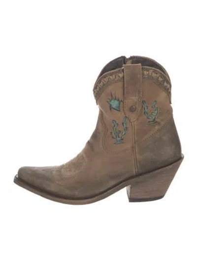 Pre-owned Liberty Black Leather Printed Western Boots In Multi